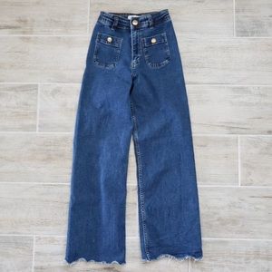 Zara Girl's Marine Wide Leg Stretch Waist Jeans 12 14
